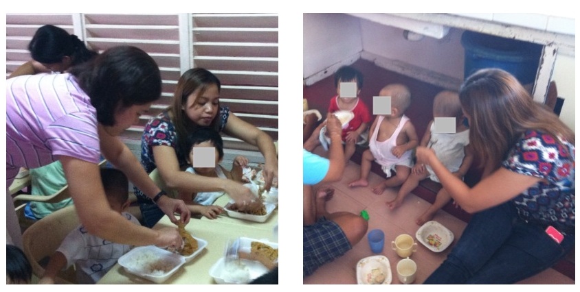 feeding the toddlers and the infants